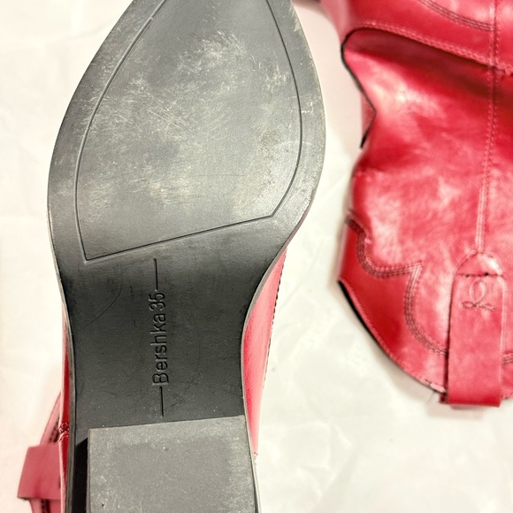Bershka Red Western-Inspired Ankle Booties - Picture 4 of 4